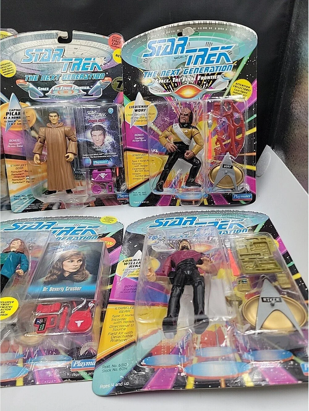 Star Trek The Next Generation Vintage Playmates Action Figure Lot of 6 NIP